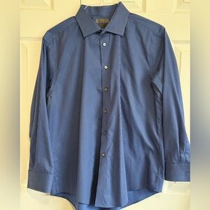 New- Calvin Klein Navy Pinstripe slim fit non-iron Dress Shirt. 17.5